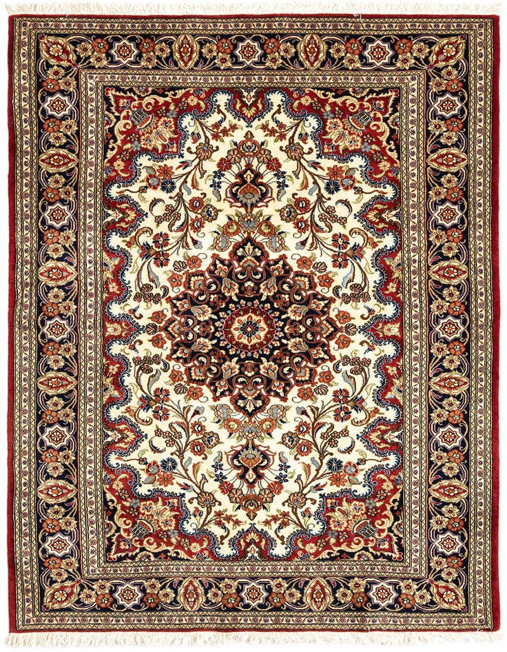 Detail image of 4' 7 x 7' 5 Hand Knotted Qom Persian Rug