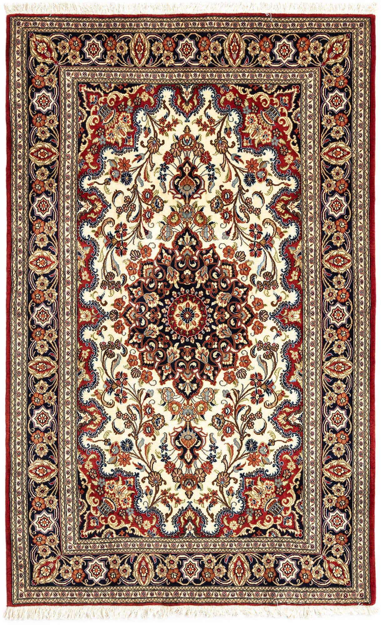 4' 7 x 7' 5 Hand Knotted Qom Persian Rug