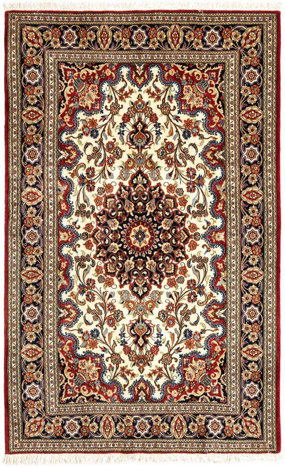 Detail image of 4' 7 x 7' 5 Hand Knotted Qom Persian Rug