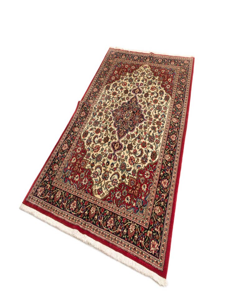 Detail image of 4' 9 x 7' 3  Hand Knotted Qom Persian Rug