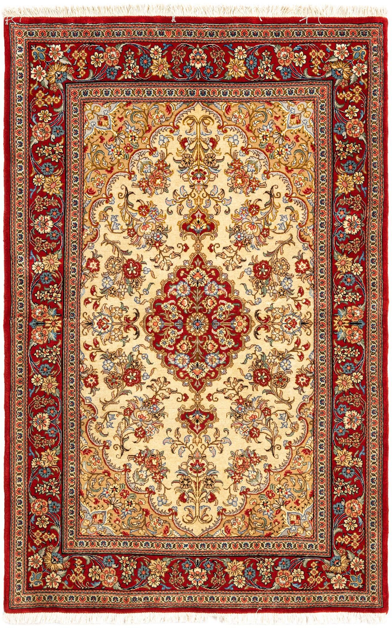 3' 4 x 5' 1 Hand Knotted Qom Persian Rug