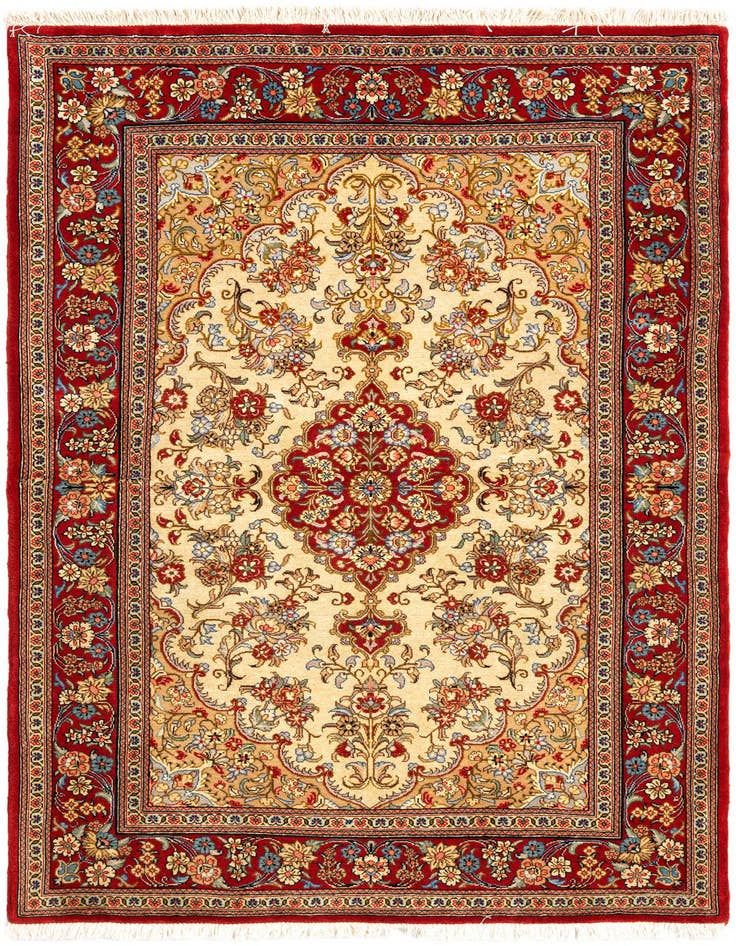 Detail image of 3' 4 x 5' 1 Hand Knotted Qom Persian Rug
