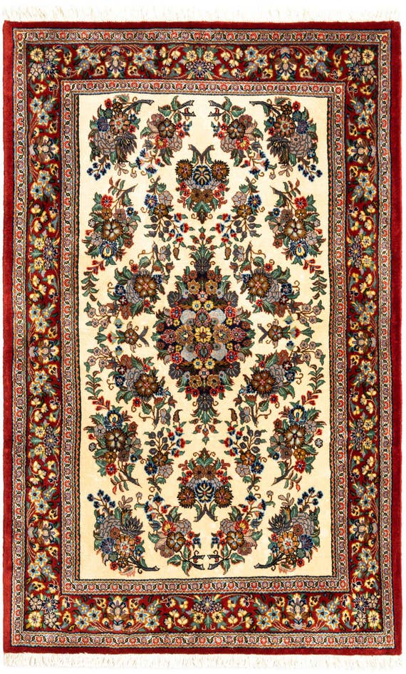 Detail image of 3' 2 x 5' 1 Hand Knotted Qom Persian Rug
