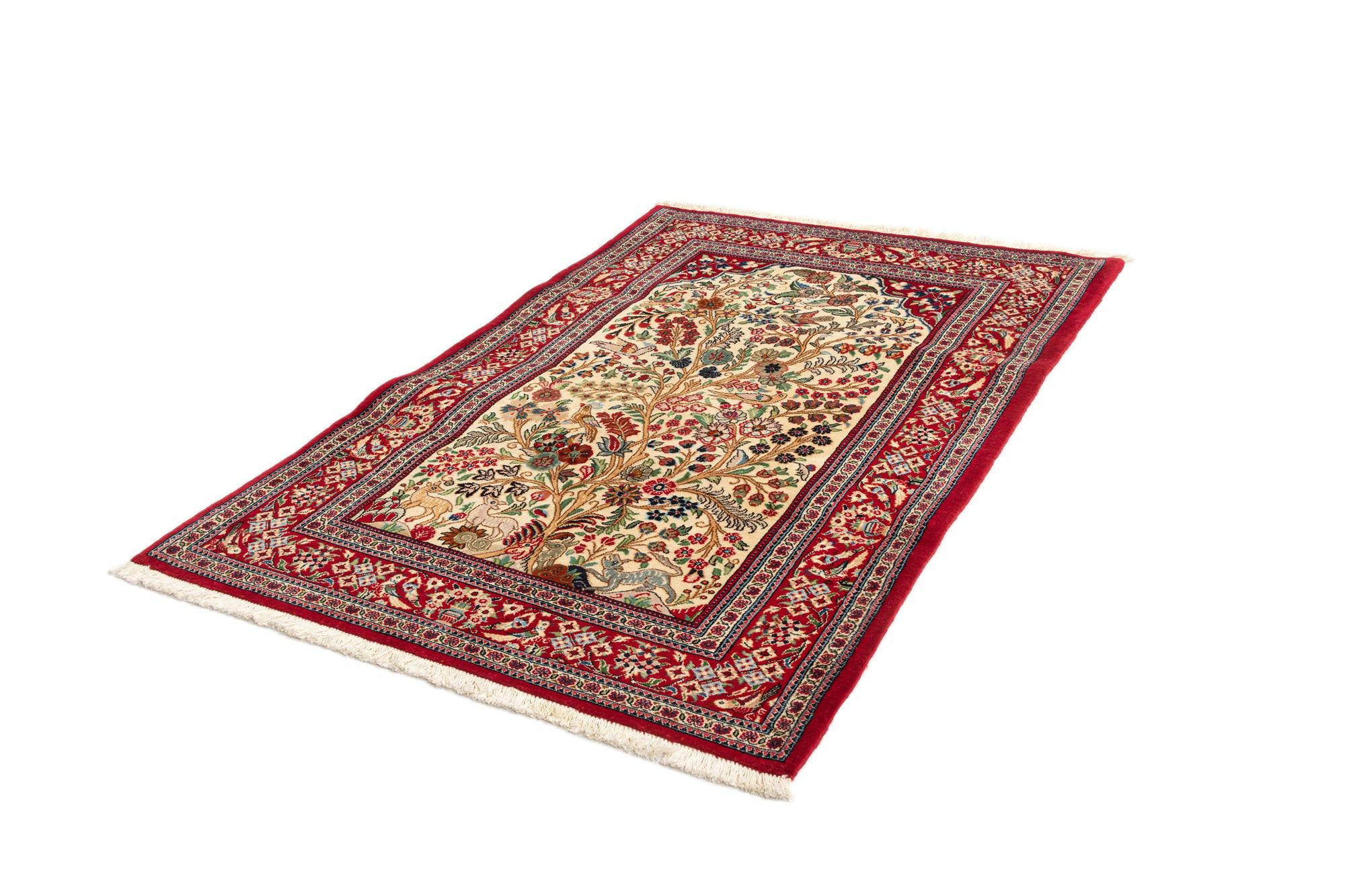 3' 3 x 4' 10 Hand Knotted Qom Persian Rug