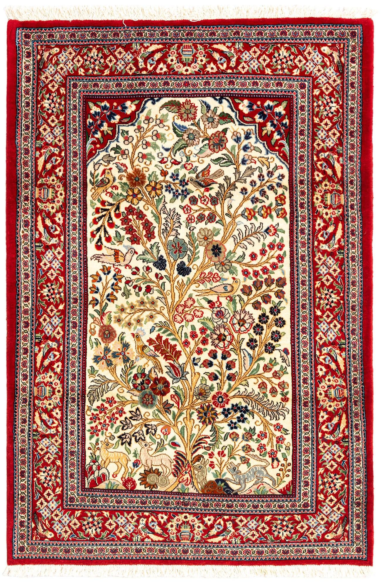 3' 3 x 4' 10 Hand Knotted Qom Persian Rug