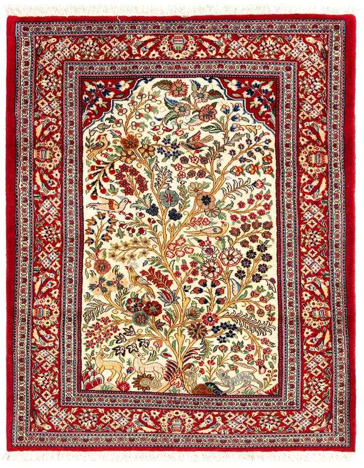 Detail image of 3' 3 x 4' 10 Hand Knotted Qom Persian Rug