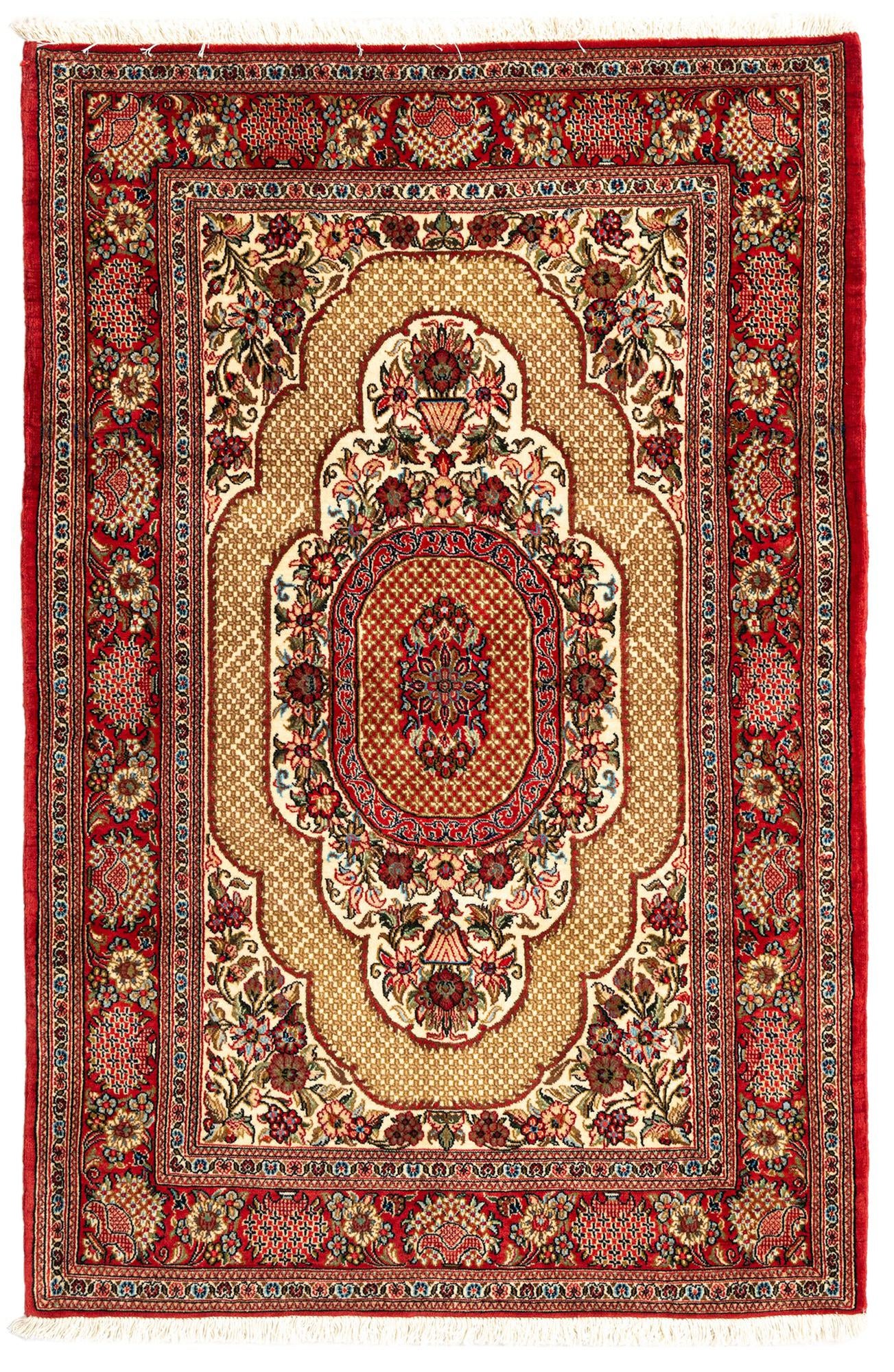 3' 4 x 5' 1 Hand Knotted Qom Persian Rug