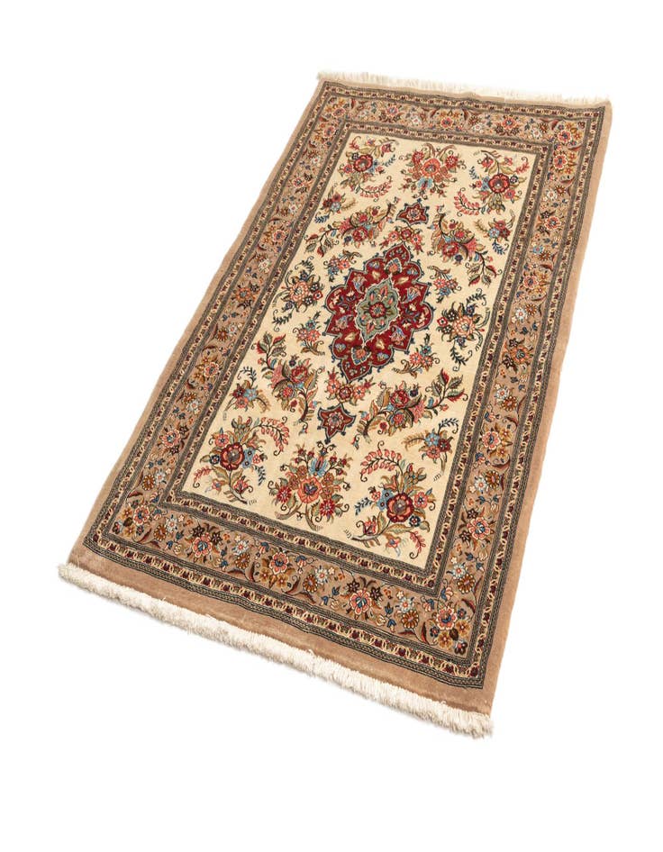 Detail image of 3' 7 x 5' 4  Hand Knotted Qom Persian Rug