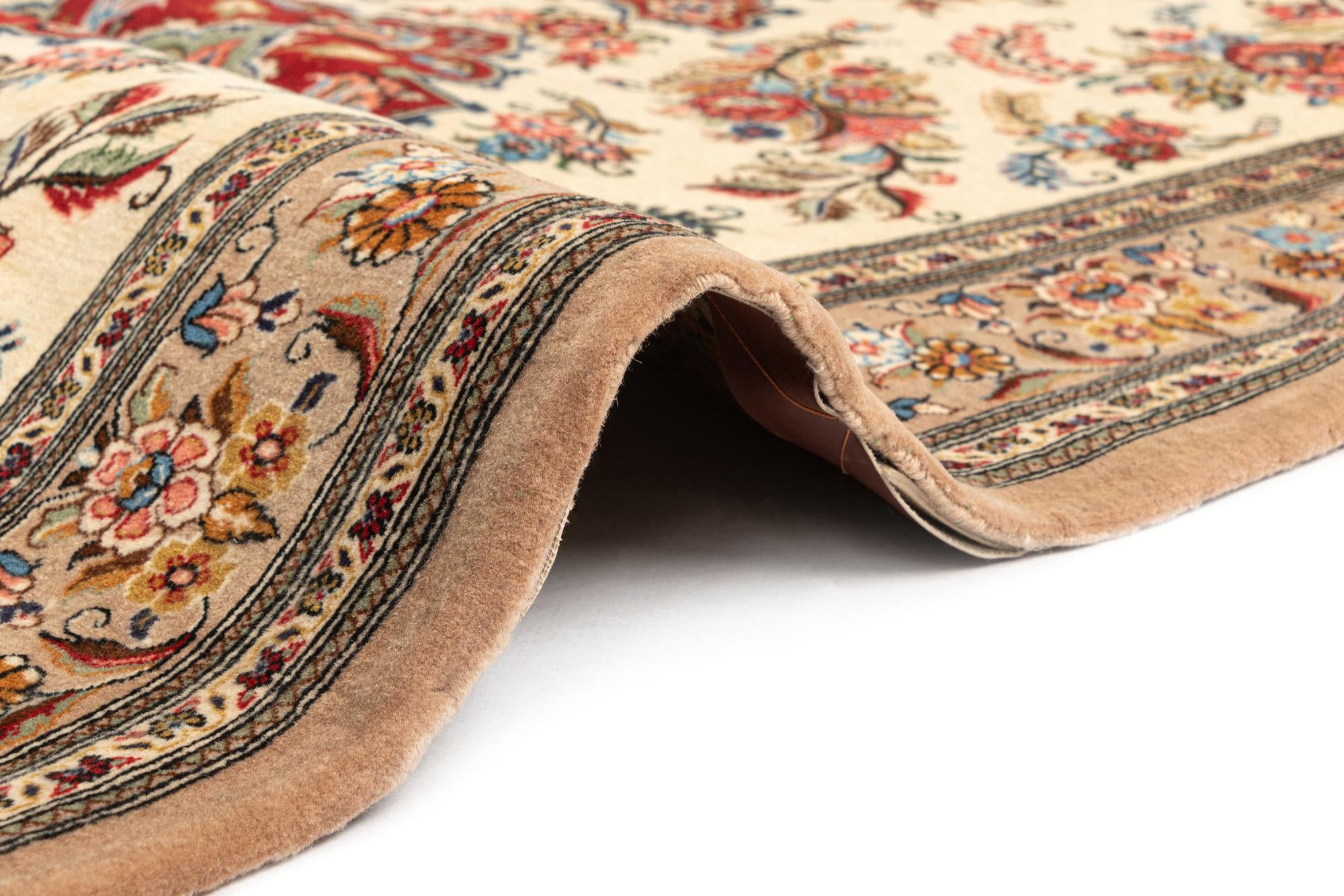 3' 7 x 5' 4 Hand Knotted Qom Persian Rug