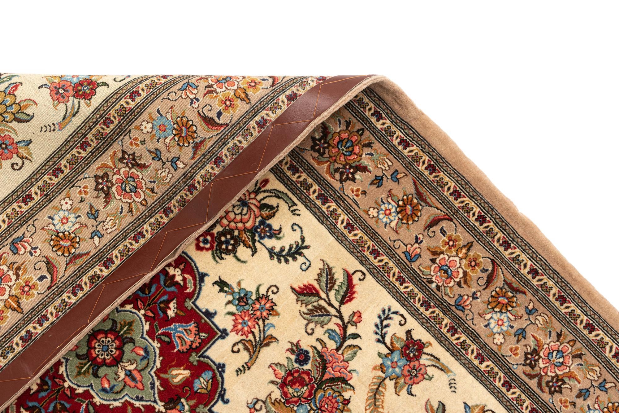 3' 7 x 5' 4 Hand Knotted Qom Persian Rug