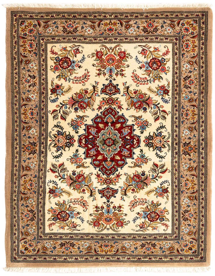 Detail image of 3' 7 x 5' 4 Hand Knotted Qom Persian Rug