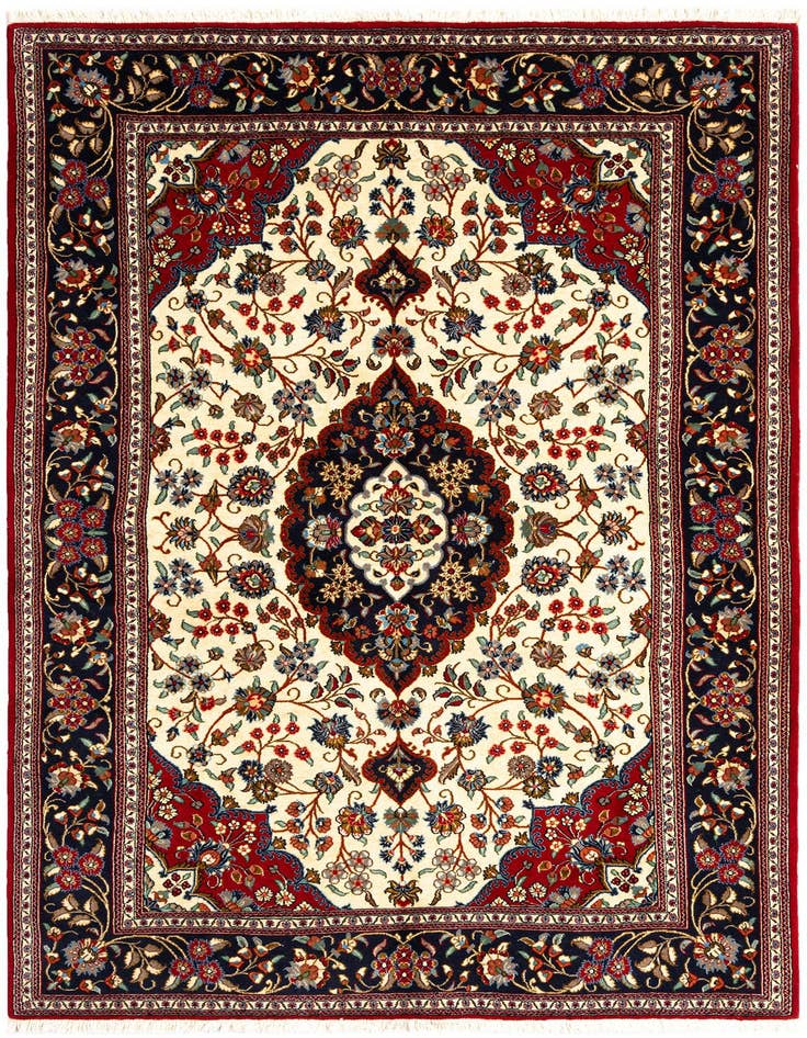 Detail image of 5' 1 x 8' Hand Knotted Qom Persian Rug