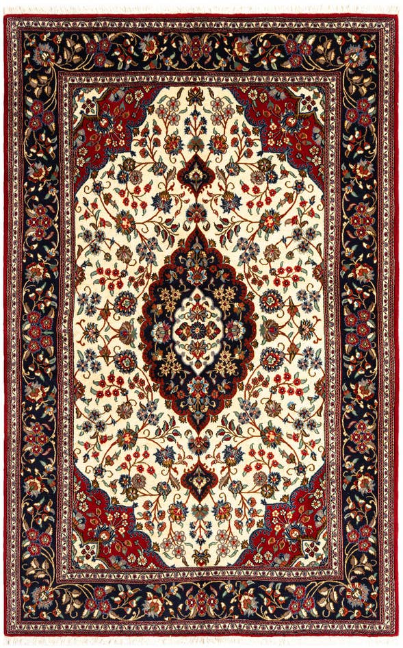 Detail image of 5' 1 x 8' Hand Knotted Qom Persian Rug