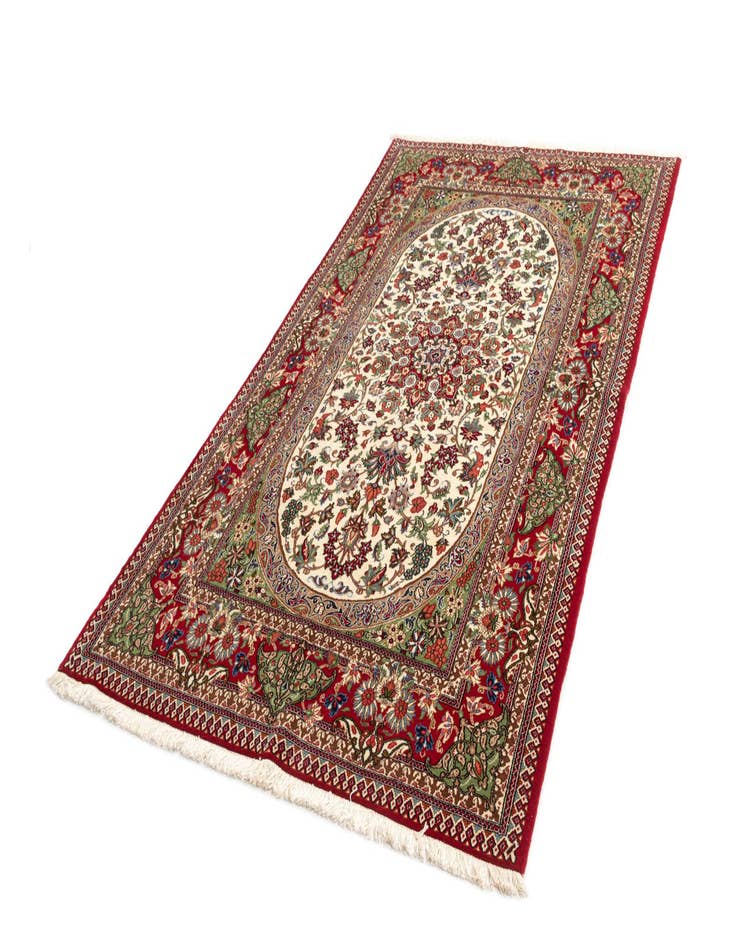 Detail image of 4' 7 x 7' 11  Hand Knotted Qom Persian Rug