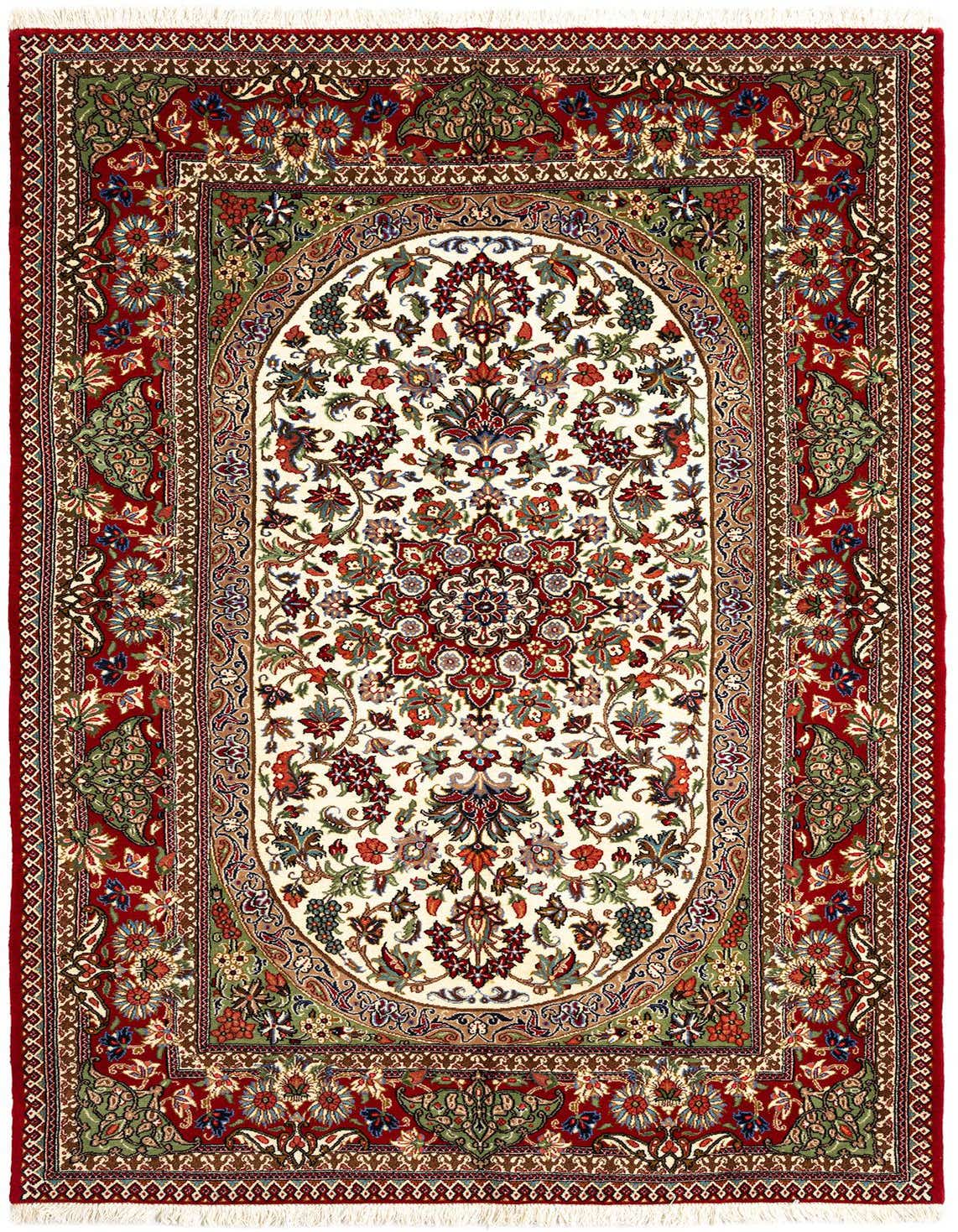 4' 7 x 7' 11 Hand Knotted Qom Persian Rug