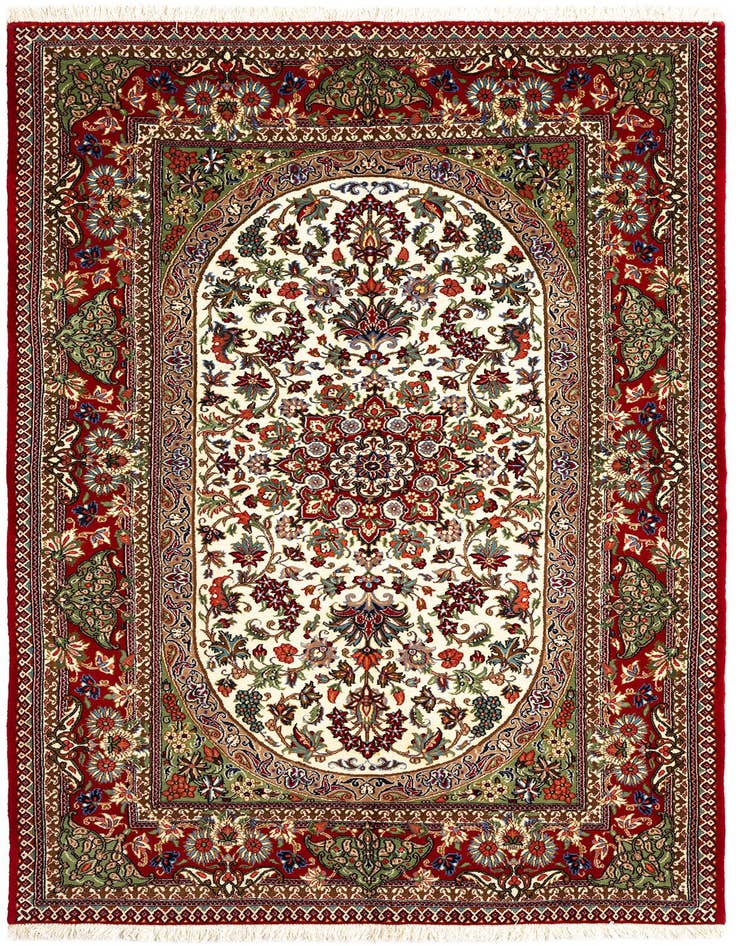 Detail image of 4' 7 x 7' 11 Hand Knotted Qom Persian Rug