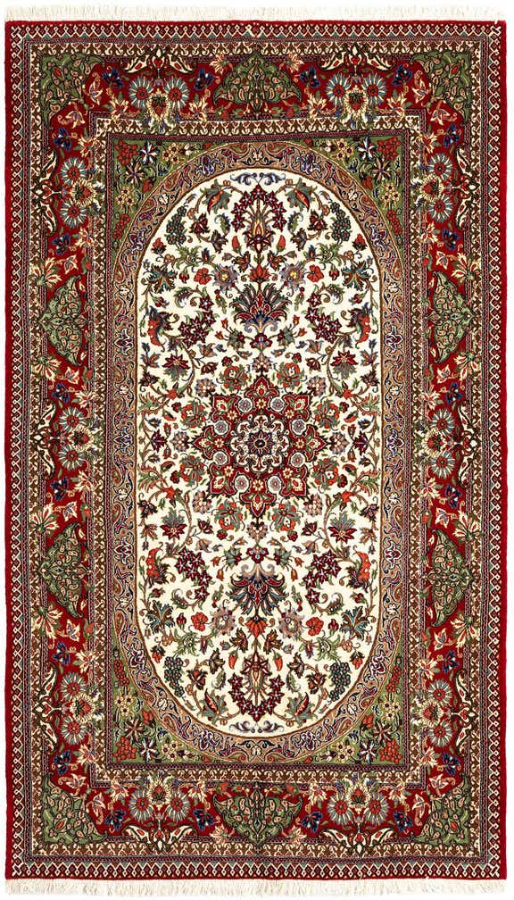 4' 7 x 7' 11 Hand Knotted Qom Persian Rug