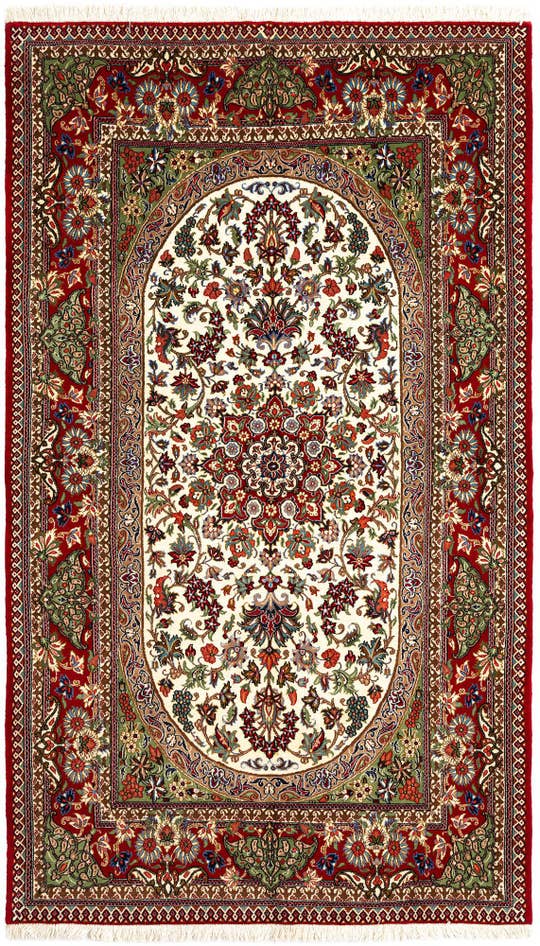 Detail image of 4' 7 x 7' 11 Hand Knotted Qom Persian Rug
