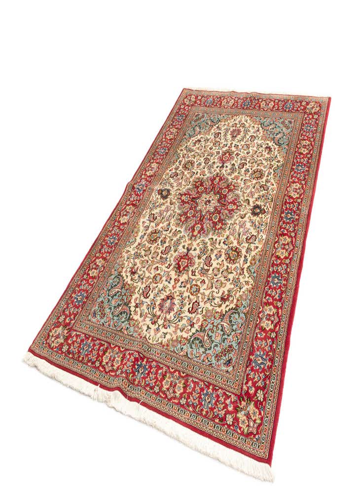 4' 11 x 7' 7 Hand Knotted Qom Persian Rug