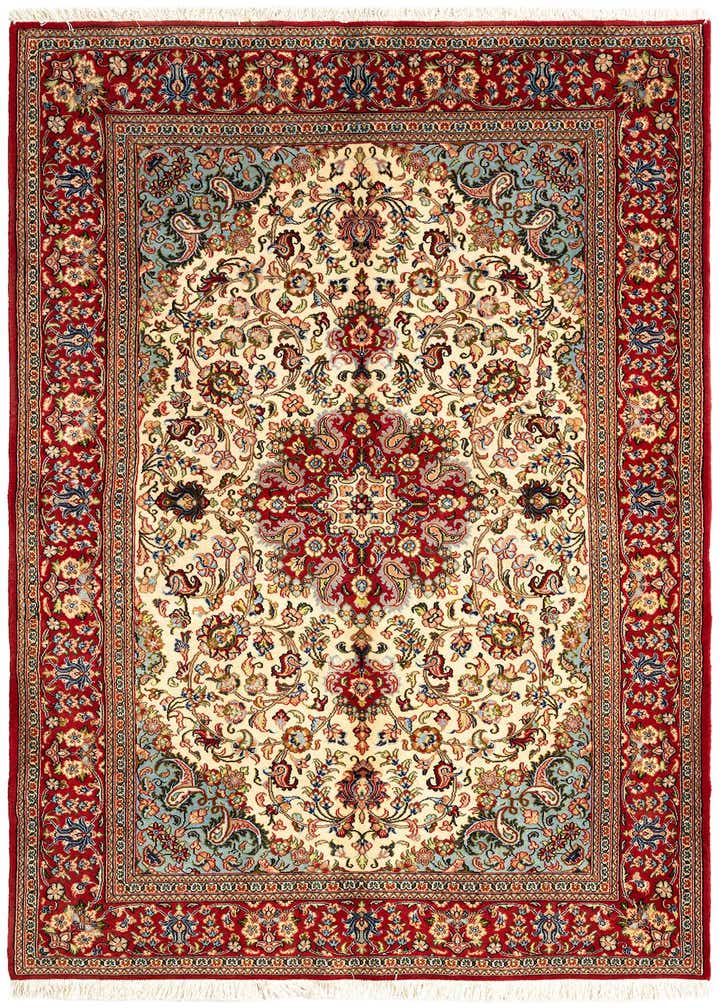 4' 11 x 7' 7 Hand Knotted Qom Persian Rug