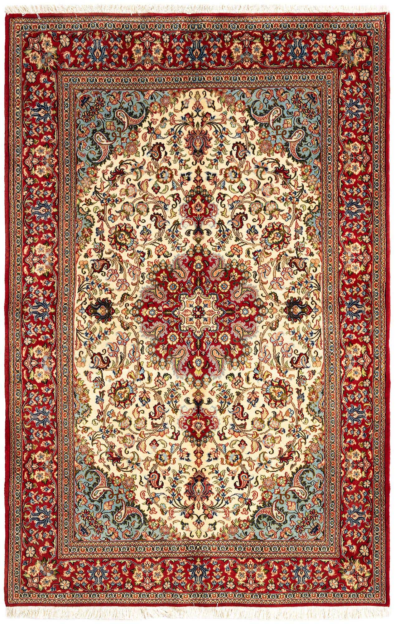 4' 11 x 7' 7 Hand Knotted Qom Persian Rug