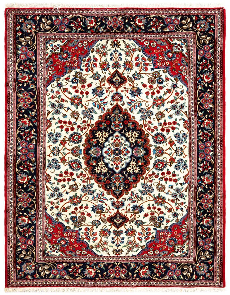 Detail image of 5' x 8' 5 Hand Knotted Qom Persian Rug