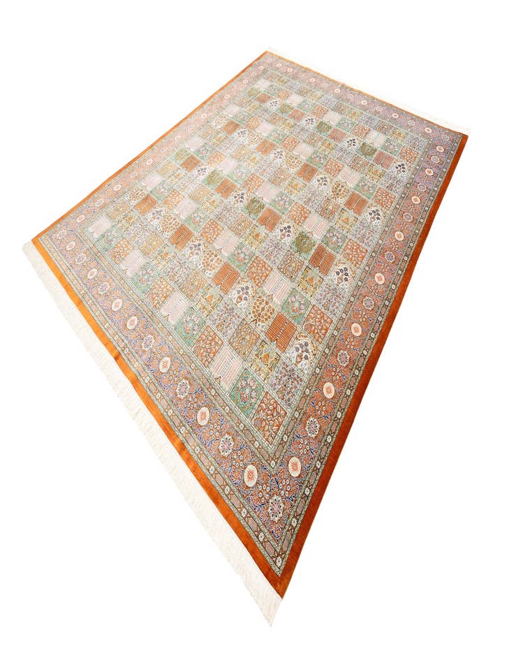 Detail image of 8' 1 x 9' 5 Hand Knotted Qom Persian Rug