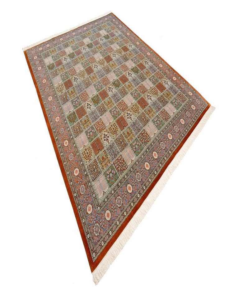 Detail image of 8' 1 x 9' 5 Hand Knotted Qom Persian Rug