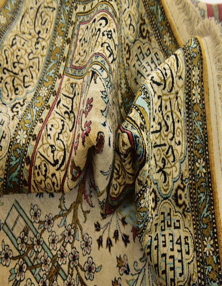Detail image of 4' 7 x 6' 10 Hand Knotted Qom Persian Rug