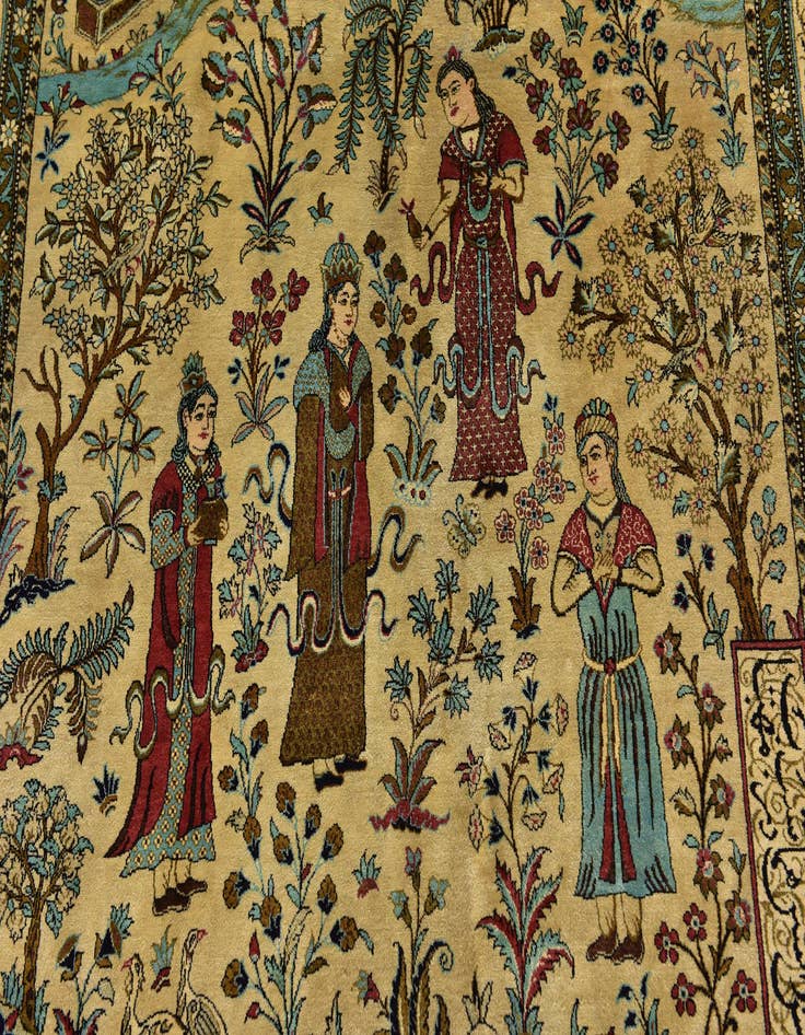 Detail image of 4' 7 x 6' 10 Hand Knotted Qom Persian Rug