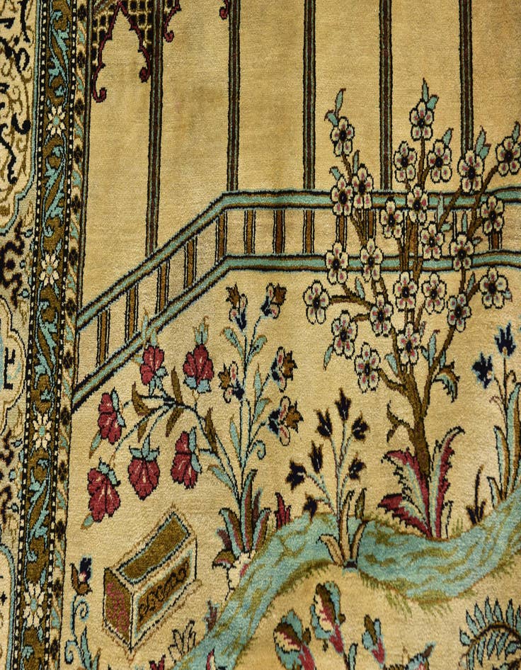 Detail image of 4' 7 x 6' 10 Hand Knotted Qom Persian Rug