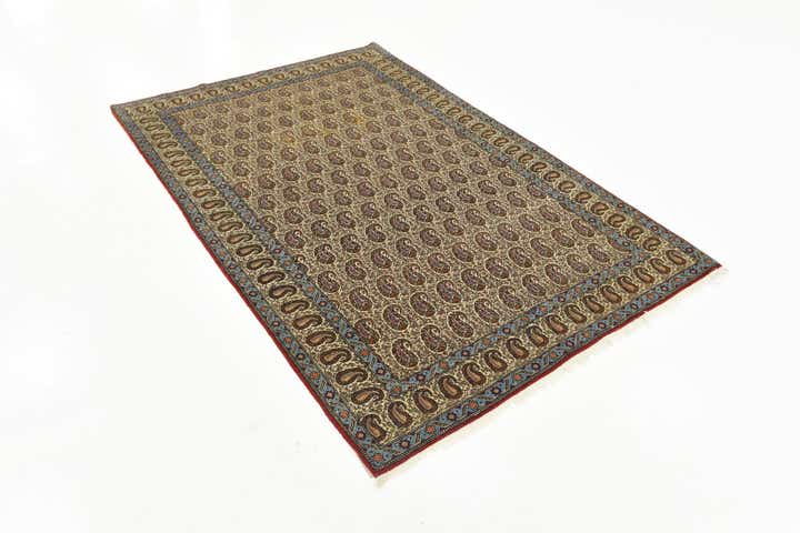 4' 3 x 7' Hand Knotted Qom Persian Rug