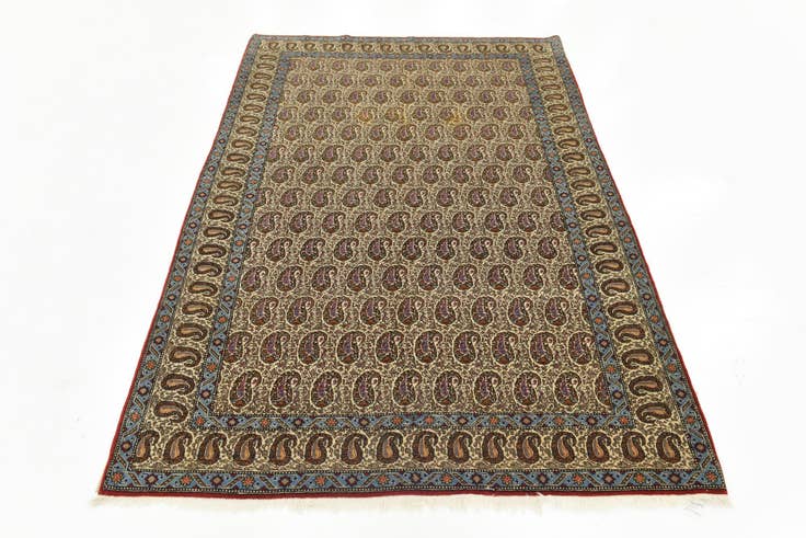 Detail image of 4' 3 x 7' Hand Knotted Qom Persian Rug