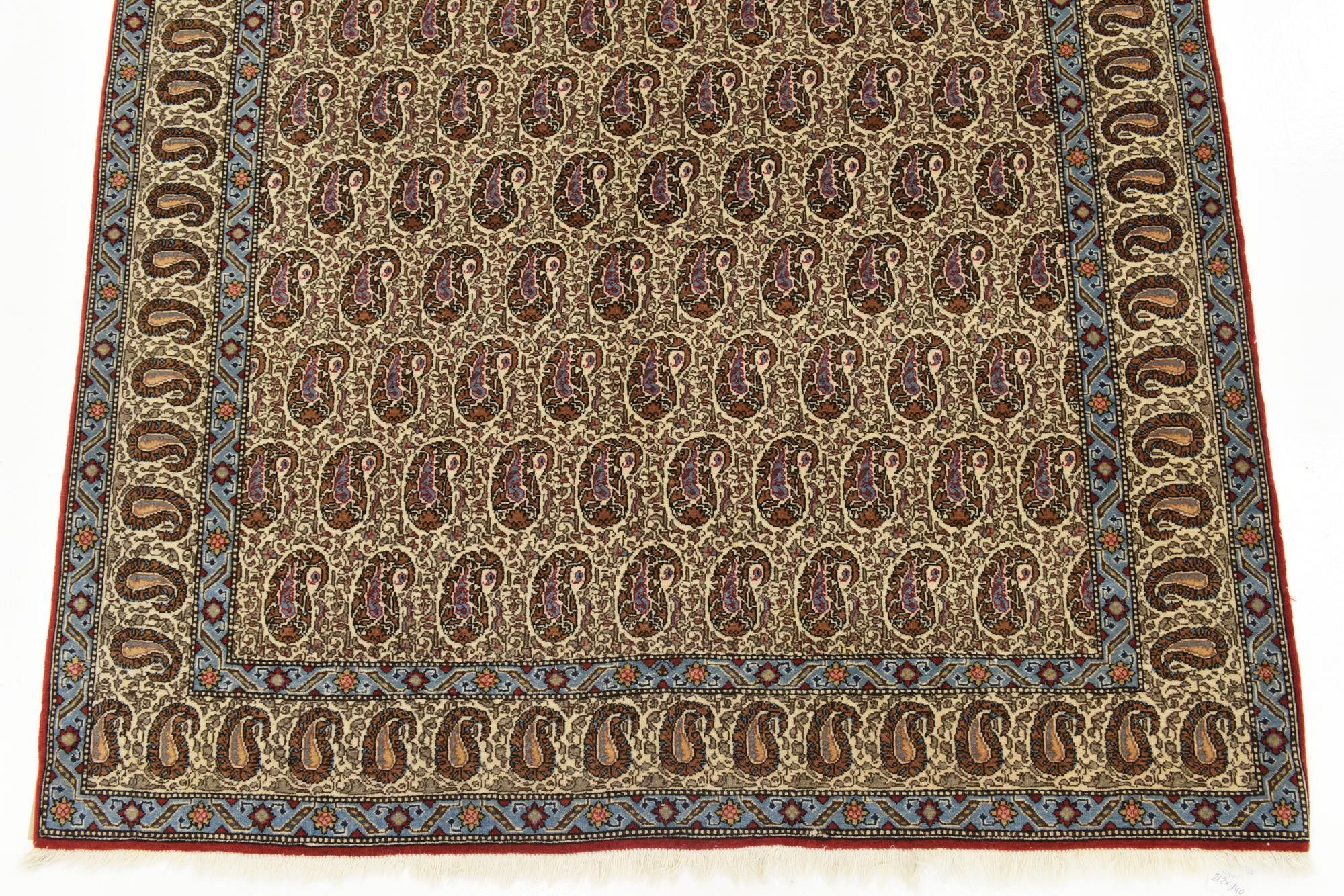 4' 3 x 7' Hand Knotted Qom Persian Rug