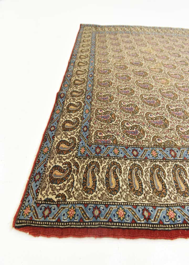 4' 3 x 7' Hand Knotted Qom Persian Rug