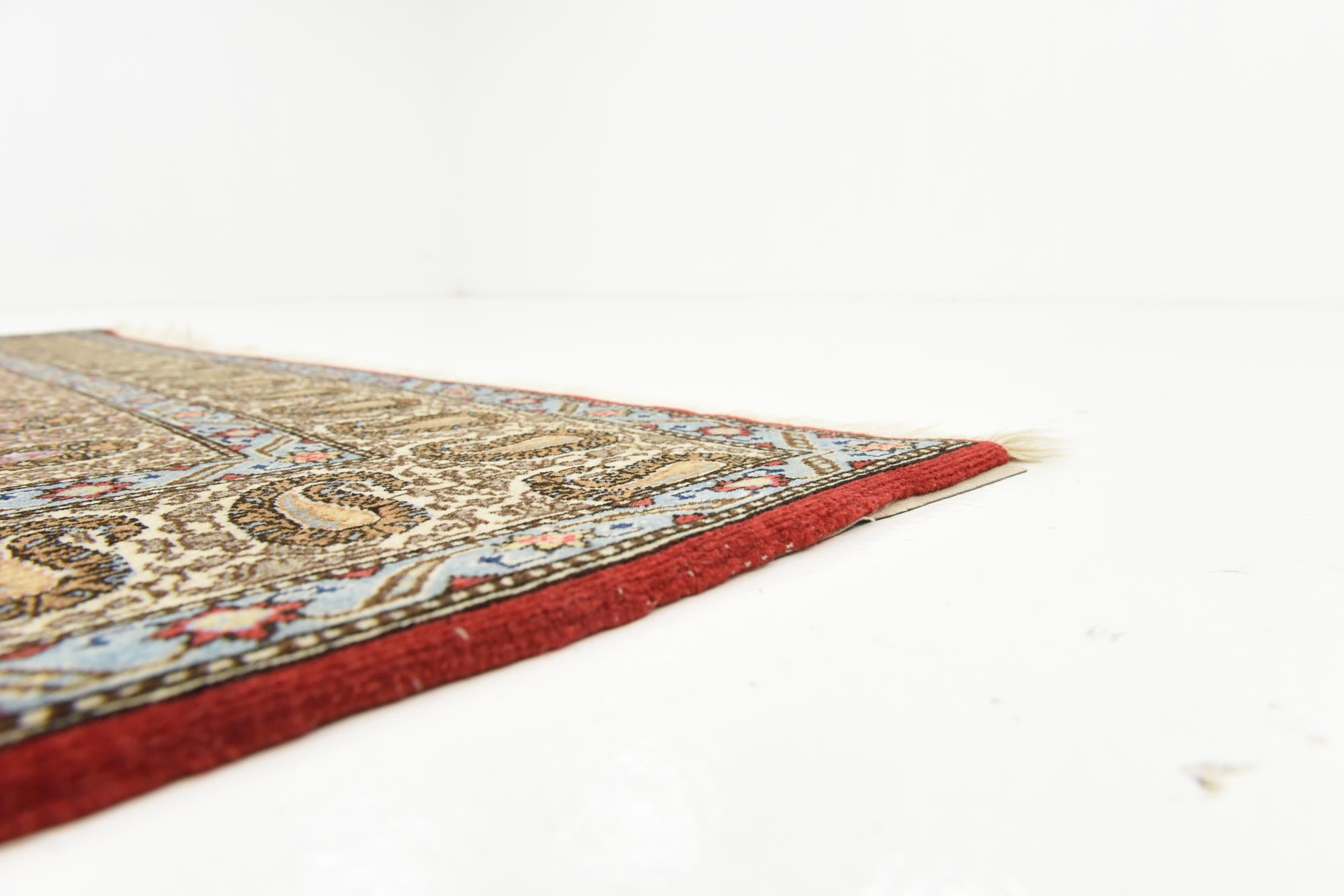 4' 3 x 7' Hand Knotted Qom Persian Rug