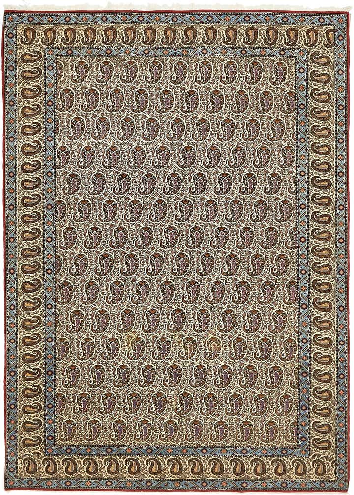 4' 3 x 7' Hand Knotted Qom Persian Rug