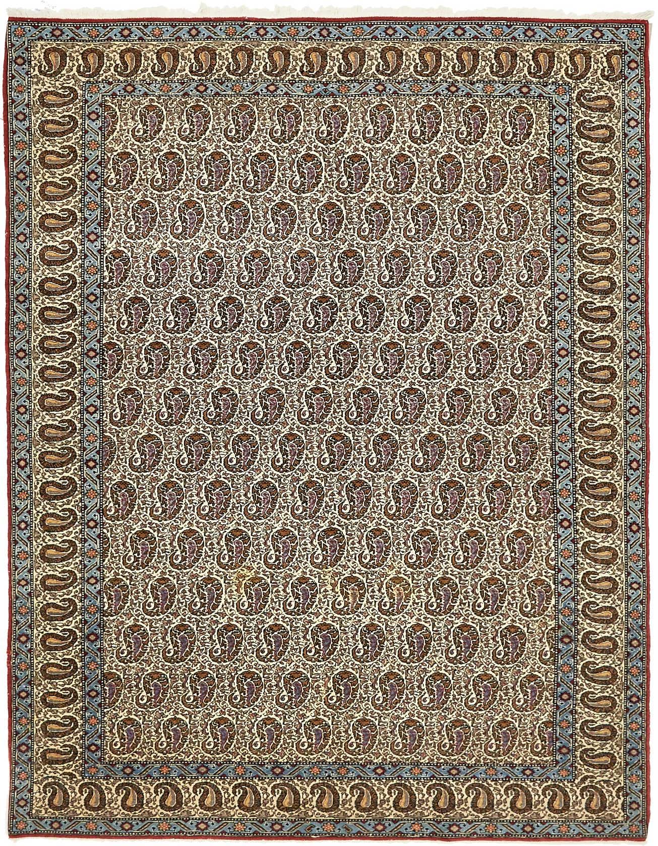 4' 3 x 7' Hand Knotted Qom Persian Rug