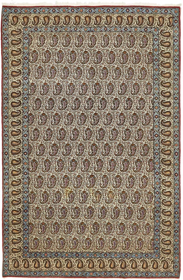 Detail image of 4' 3 x 7' Hand Knotted Qom Persian Rug