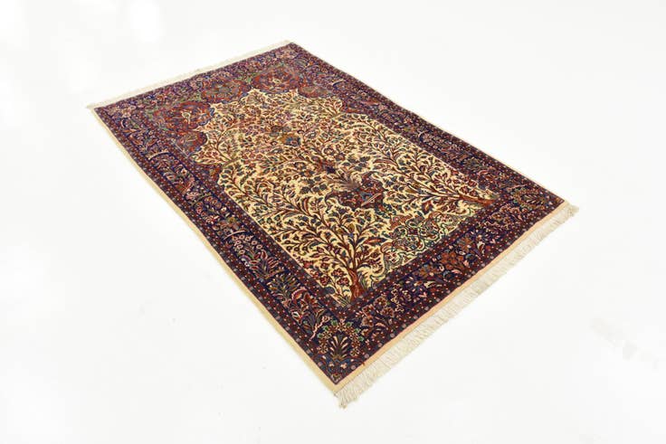 Detail image of 4' 5 x 6' 6 Hand Knotted Qom Persian Rug
