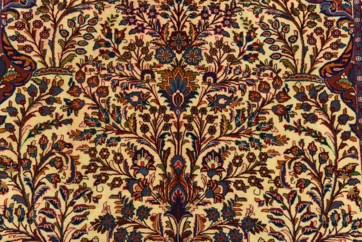 Detail image of 4' 5 x 6' 6 Hand Knotted Qom Persian Rug