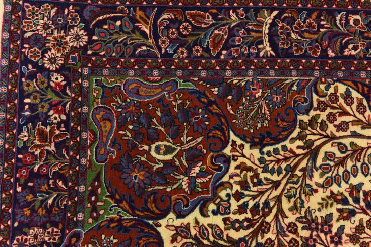 Detail image of 4' 5 x 6' 6 Hand Knotted Qom Persian Rug