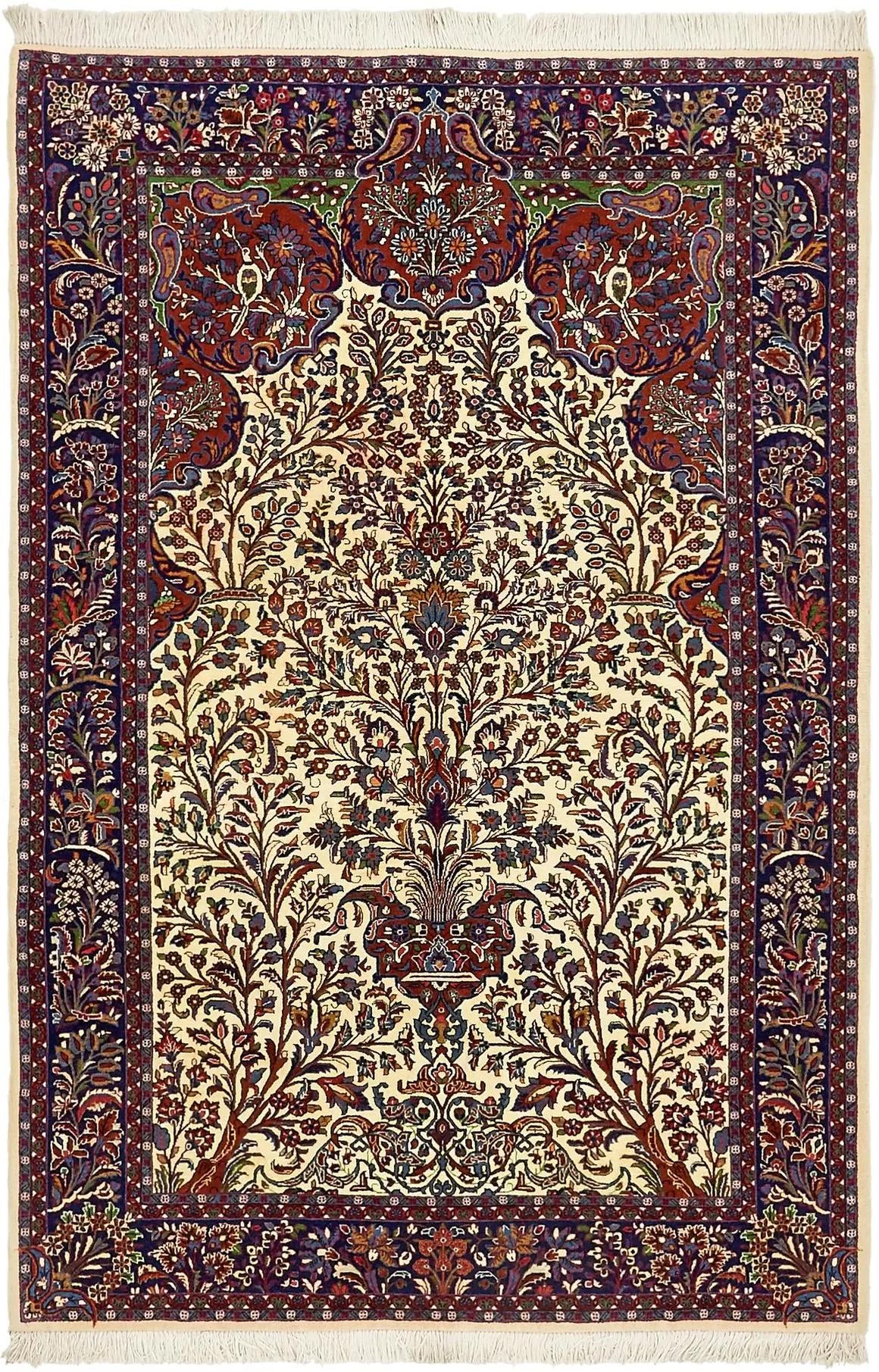 4' 5 x 6' 6 Hand Knotted Qom Persian Rug