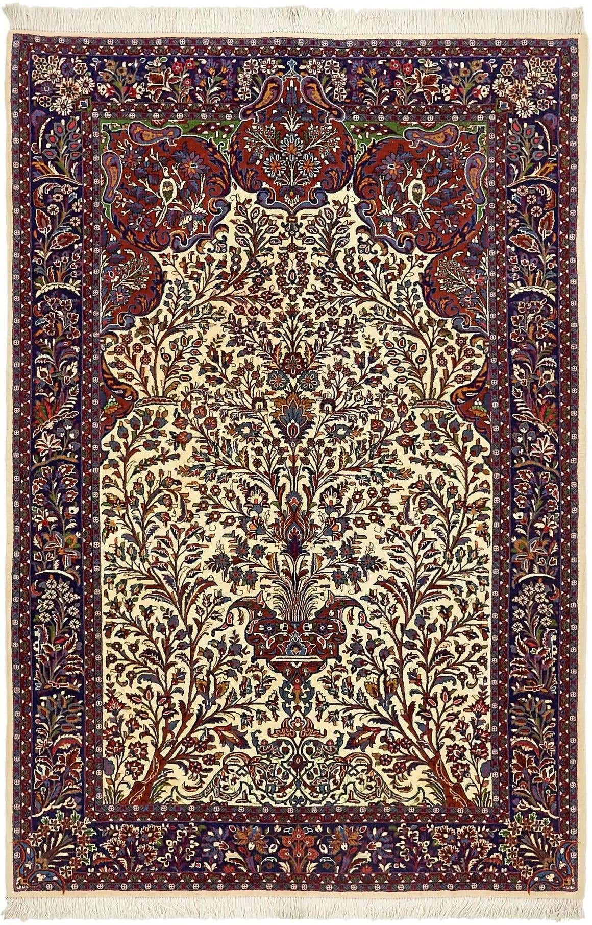 4' 5 x 6' 6 Hand Knotted Qom Persian Rug