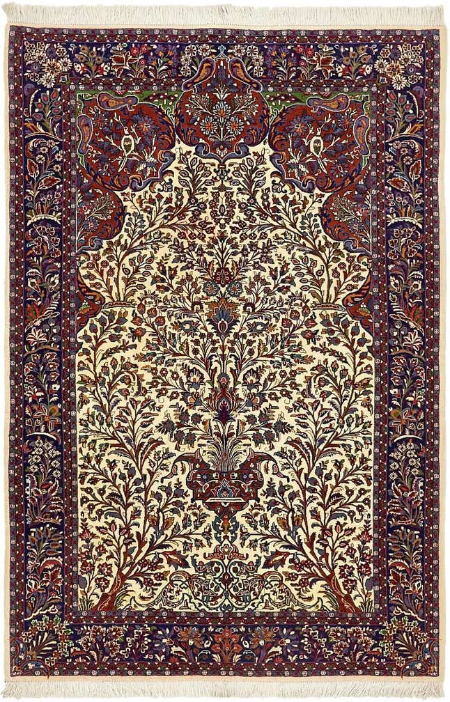 4' 5 x 6' 6 Hand Knotted Qom Persian Rug