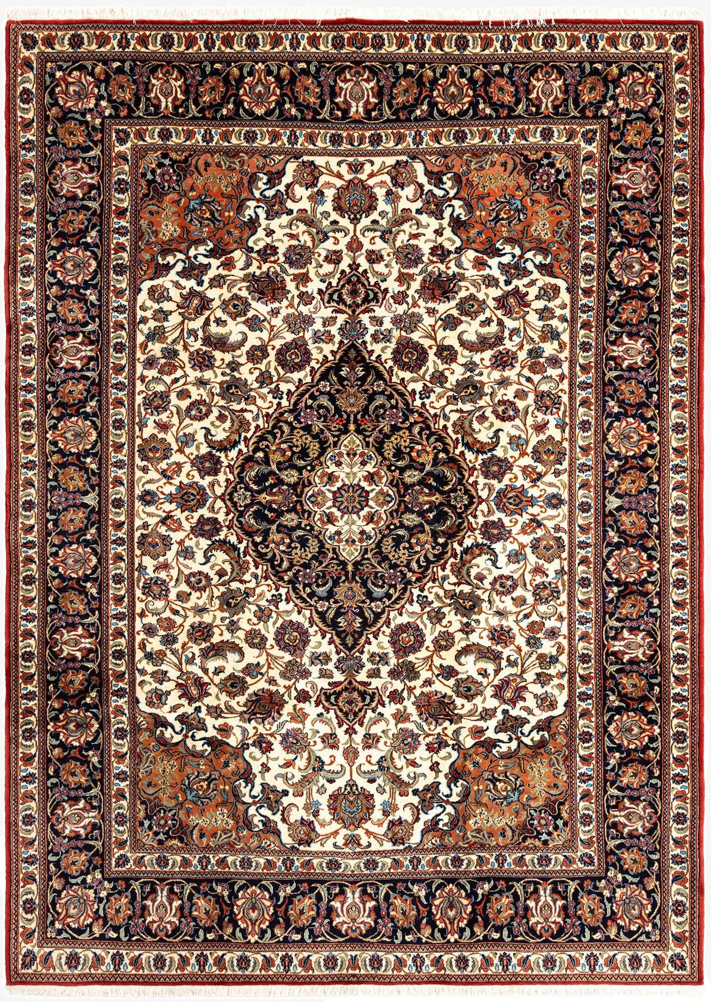 6' 10 x 9' 5  Hand Knotted Qom Persian Rug