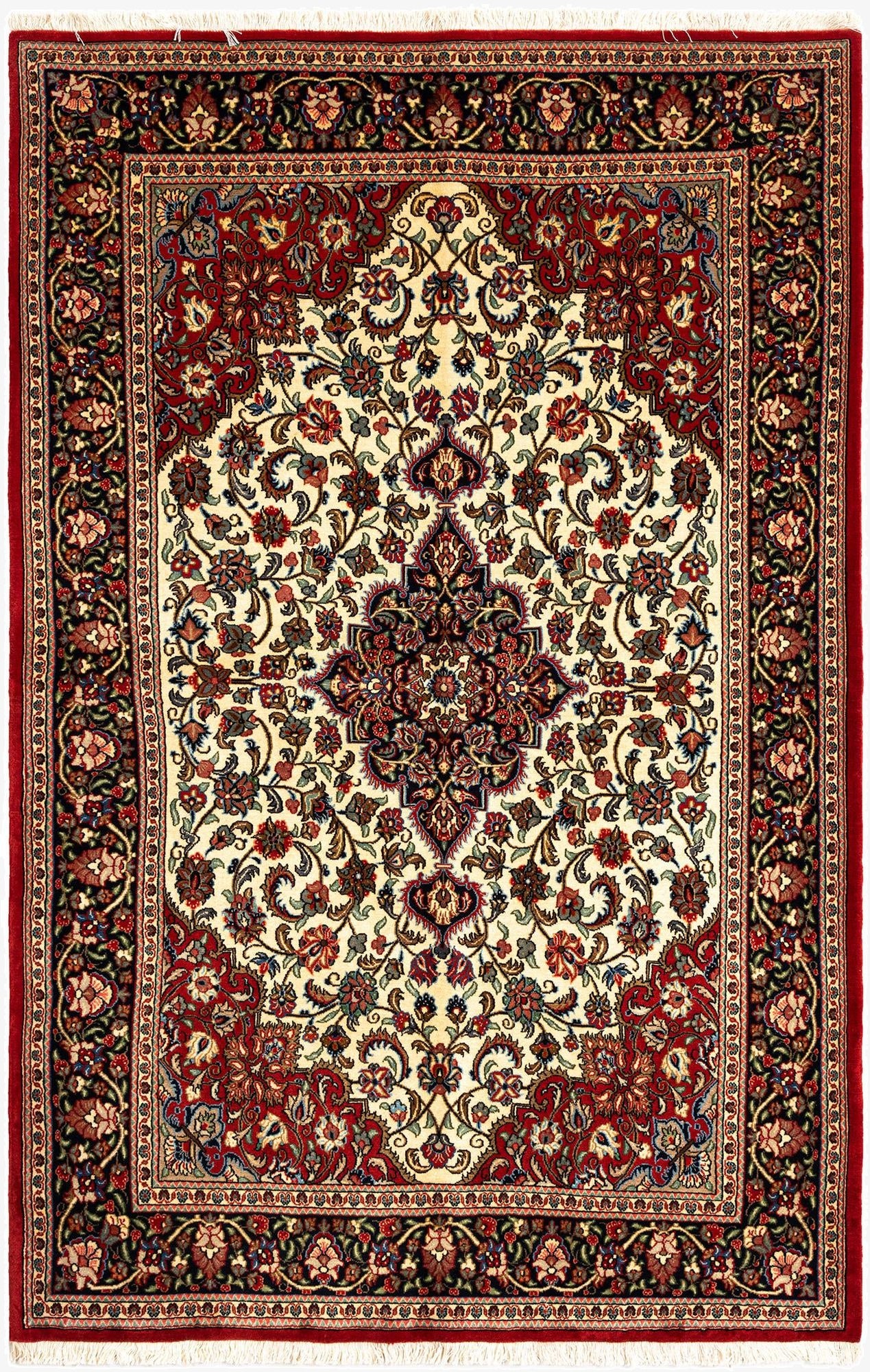 4' 9 x 7' 3  Hand Knotted Qom Persian Rug
