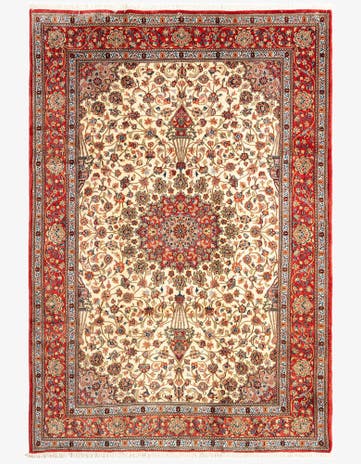 6' 6 x 9' 6 Hand Knotted Qom Persian Rug