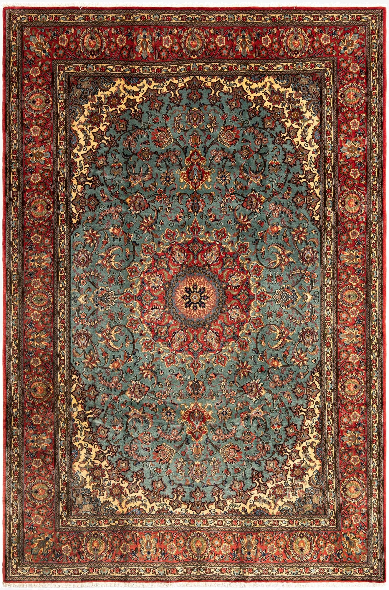 6' 8 x 9' 10  Hand Knotted Qom Persian Rug