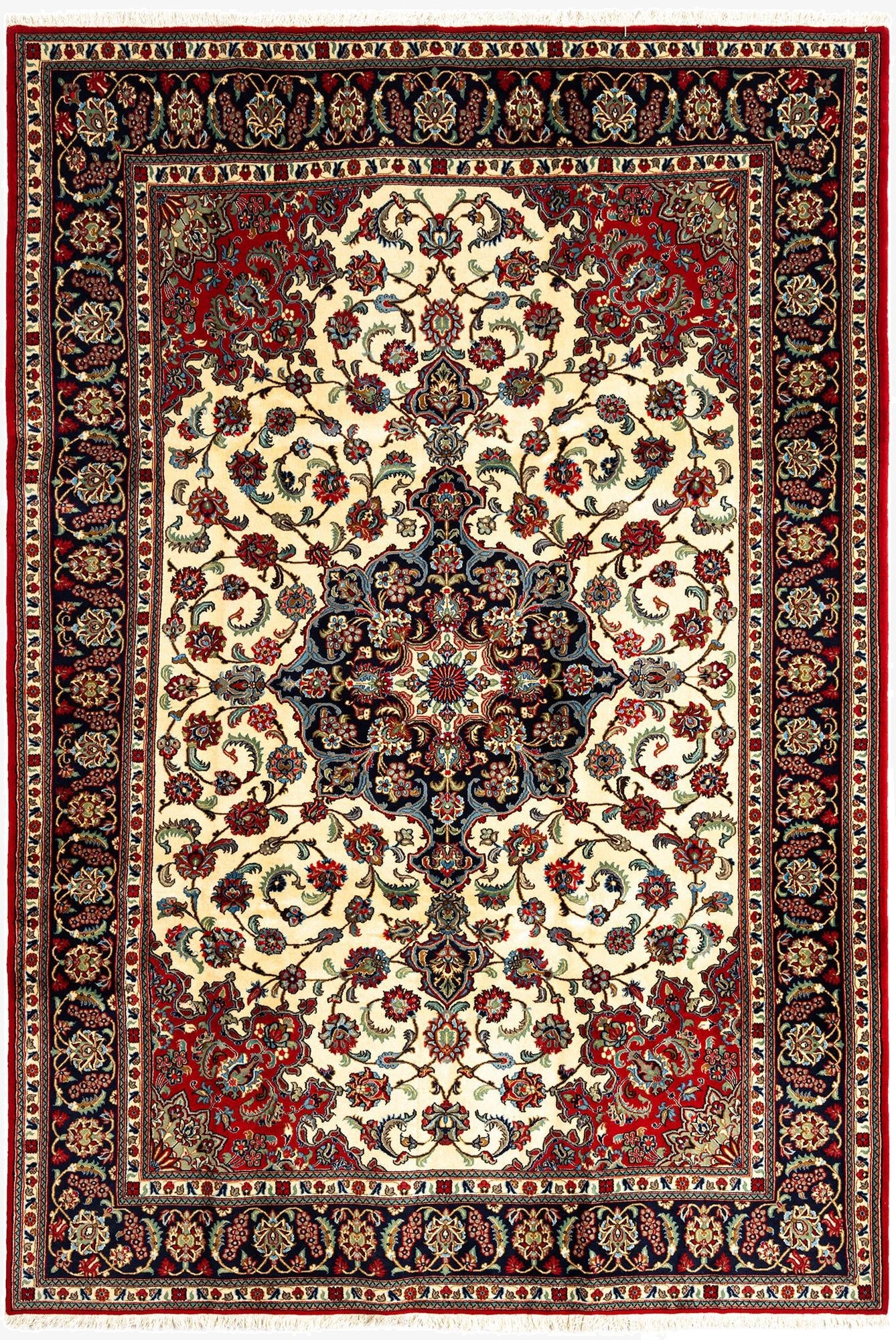 6' 8 x 9' 9  Hand Knotted Qom Persian Rug